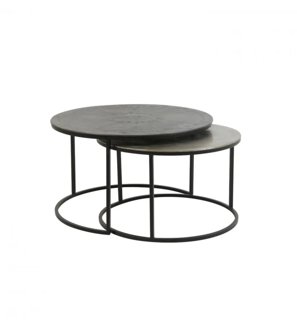 L&L Zestaw 2 stolików TALCA 75 cm 67 cm srebrne