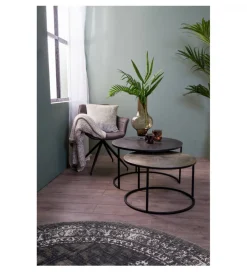 L&L Zestaw 2 stolików TALCA 75 cm 67 cm srebrne