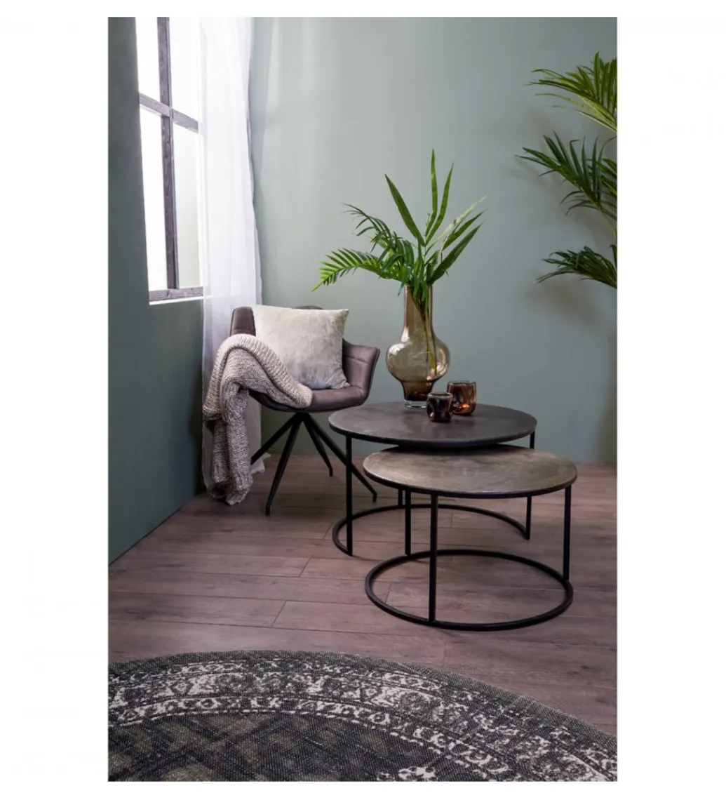 L&L Zestaw 2 stolików TALCA 75 cm 67 cm srebrne