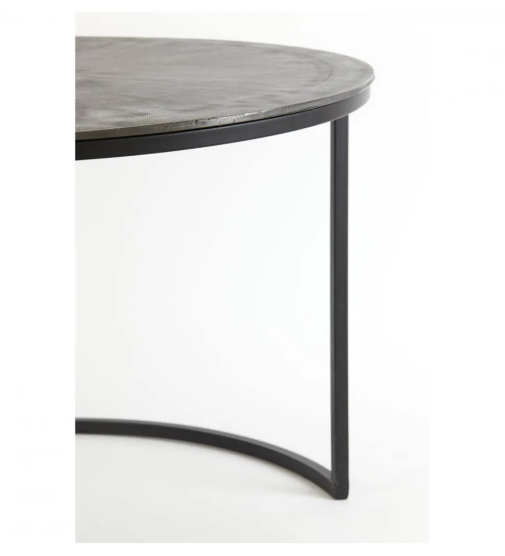 L&L Zestaw 2 stolików TALCA 75 cm 67 cm srebrne