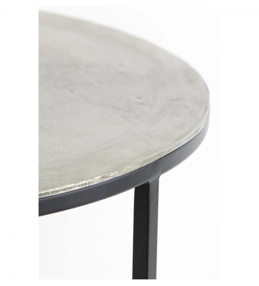 L&L Zestaw 2 stolików TALCA 75 cm 67 cm srebrne