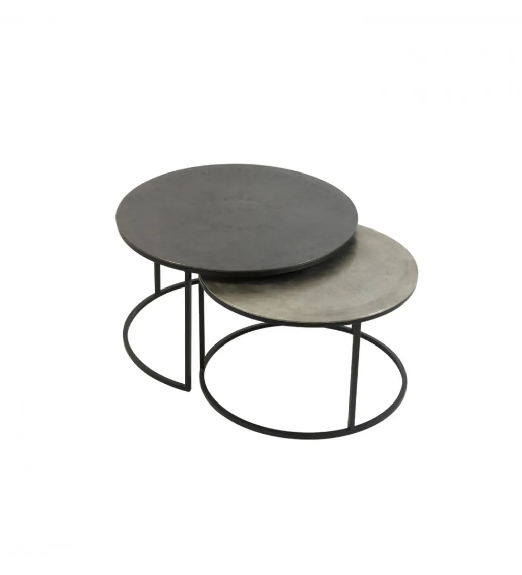 L&L Zestaw 2 stolików TALCA 75 cm 67 cm srebrne