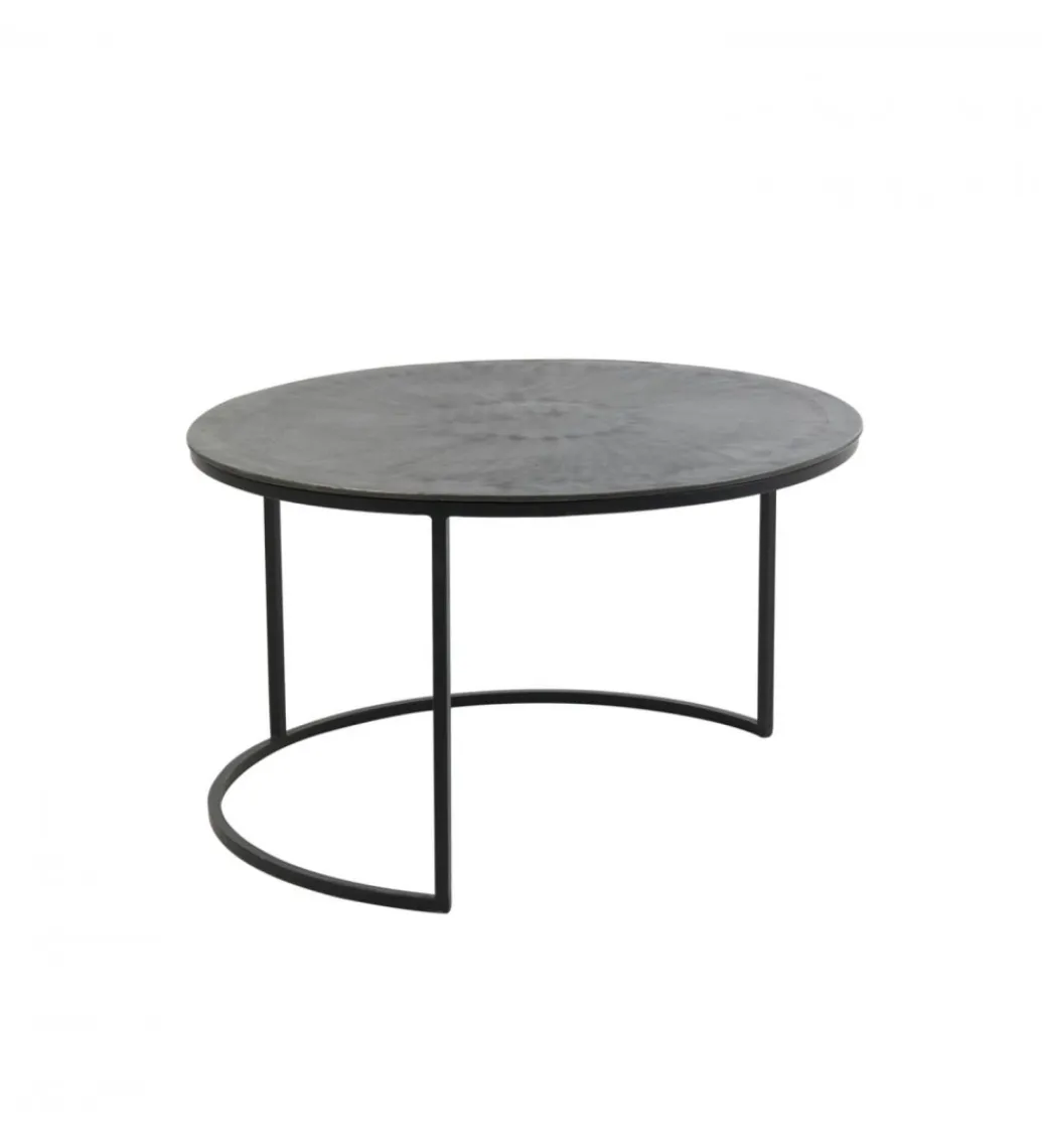 L&L Zestaw 2 stolików TALCA 75 cm 67 cm srebrne
