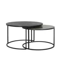 L&L Zestaw 2 stolików TALCA 75 cm 67 cm srebrne