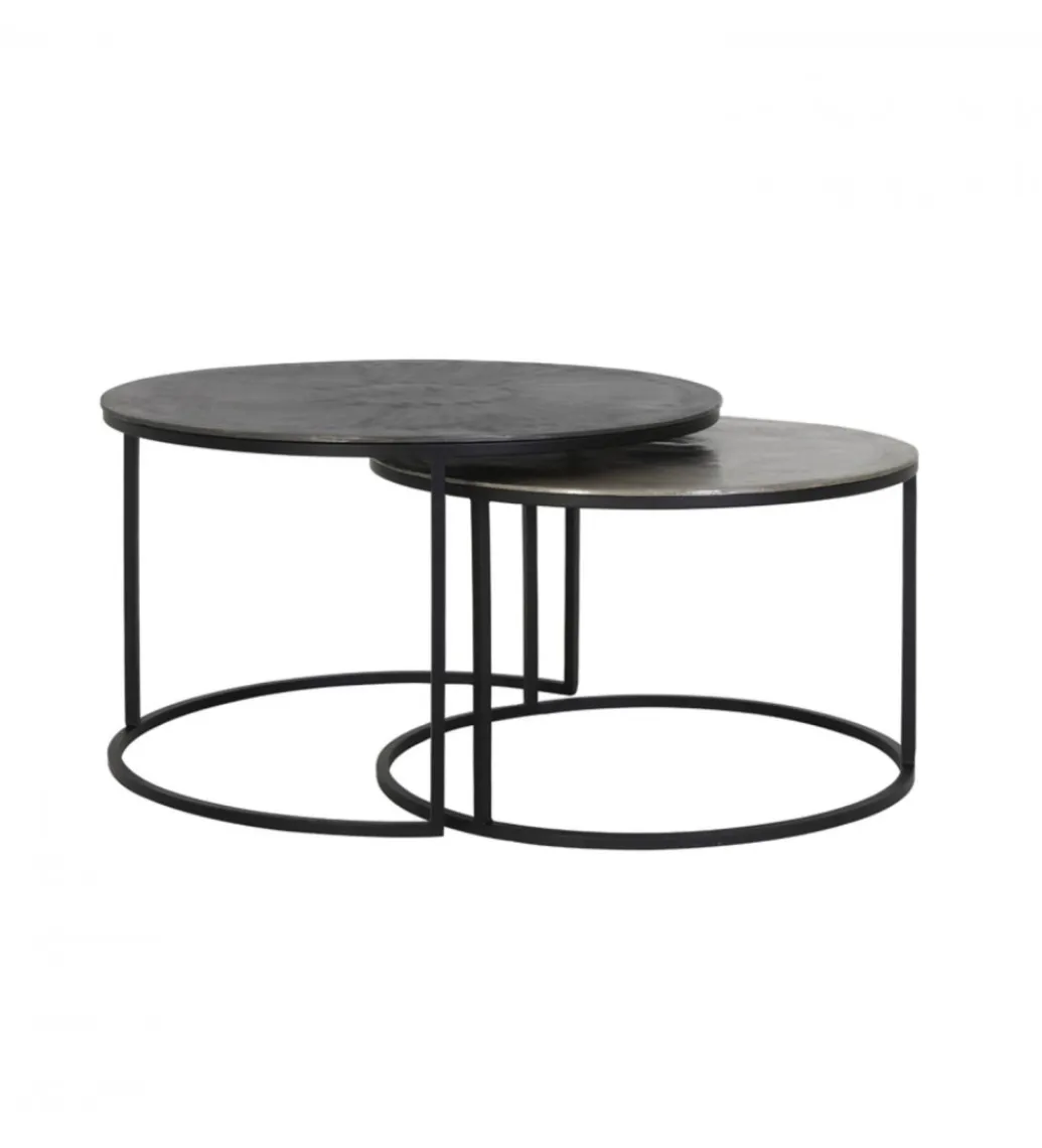 L&L Zestaw 2 stolików TALCA 75 cm 67 cm srebrne