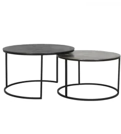 L&L Zestaw 2 stolików TALCA 75 cm 67 cm srebrne