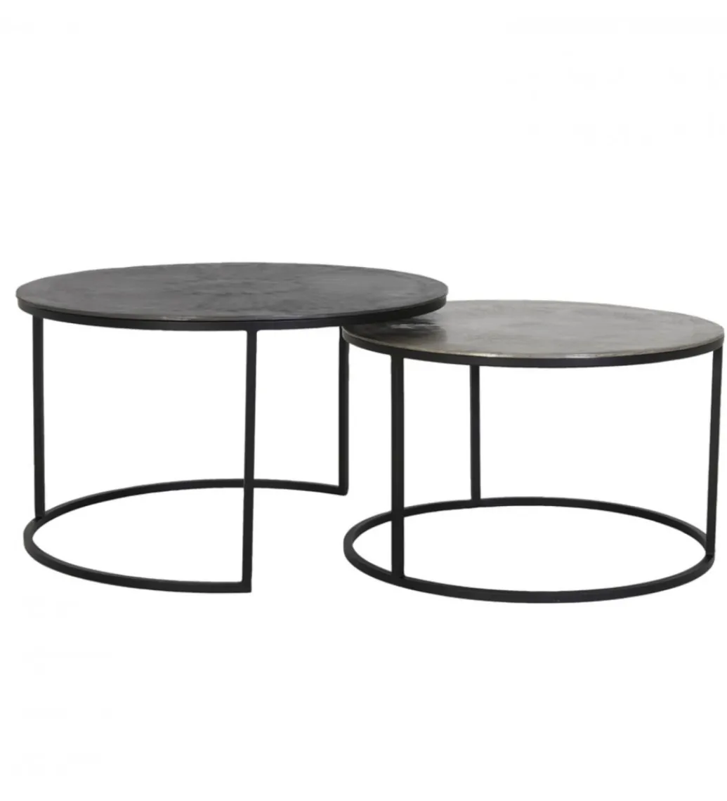 L&L Zestaw 2 stolików TALCA 75 cm 67 cm srebrne