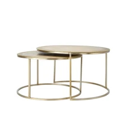 L&L Zestaw 2 stolików TALCA 75 cm 65 cm złoty