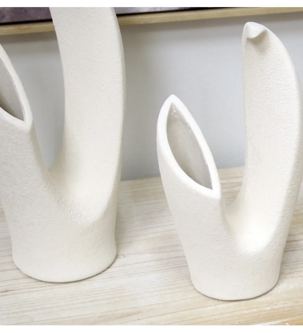 Exclusivas Zestaw 2 wazonów SANDY 42 cm 33 cm ceramika beżowa